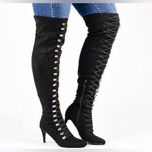 Journee Collection Over The Knee Faux Suede Black Boots